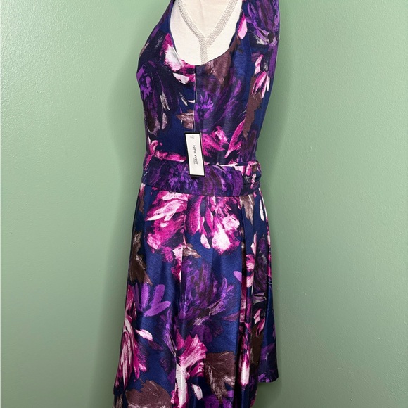 Nine West NWT Floral Mini Dress - Purple and Pink zipper 4 - Picture 2 of 10
